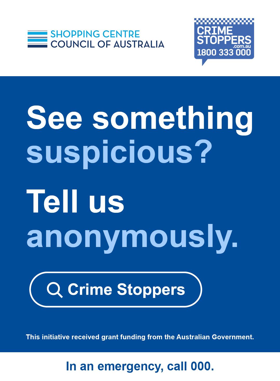 see something suspicious? tell us anonymously. Crime stoppers