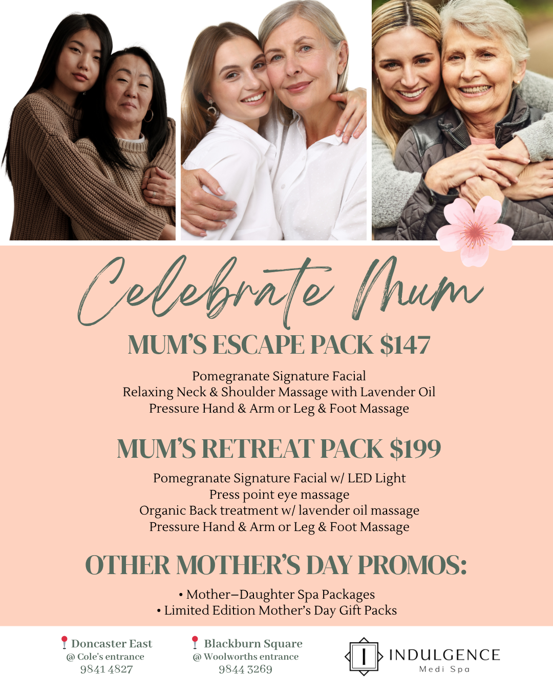 Celebrate Mum mother's day indulgence medi spa
